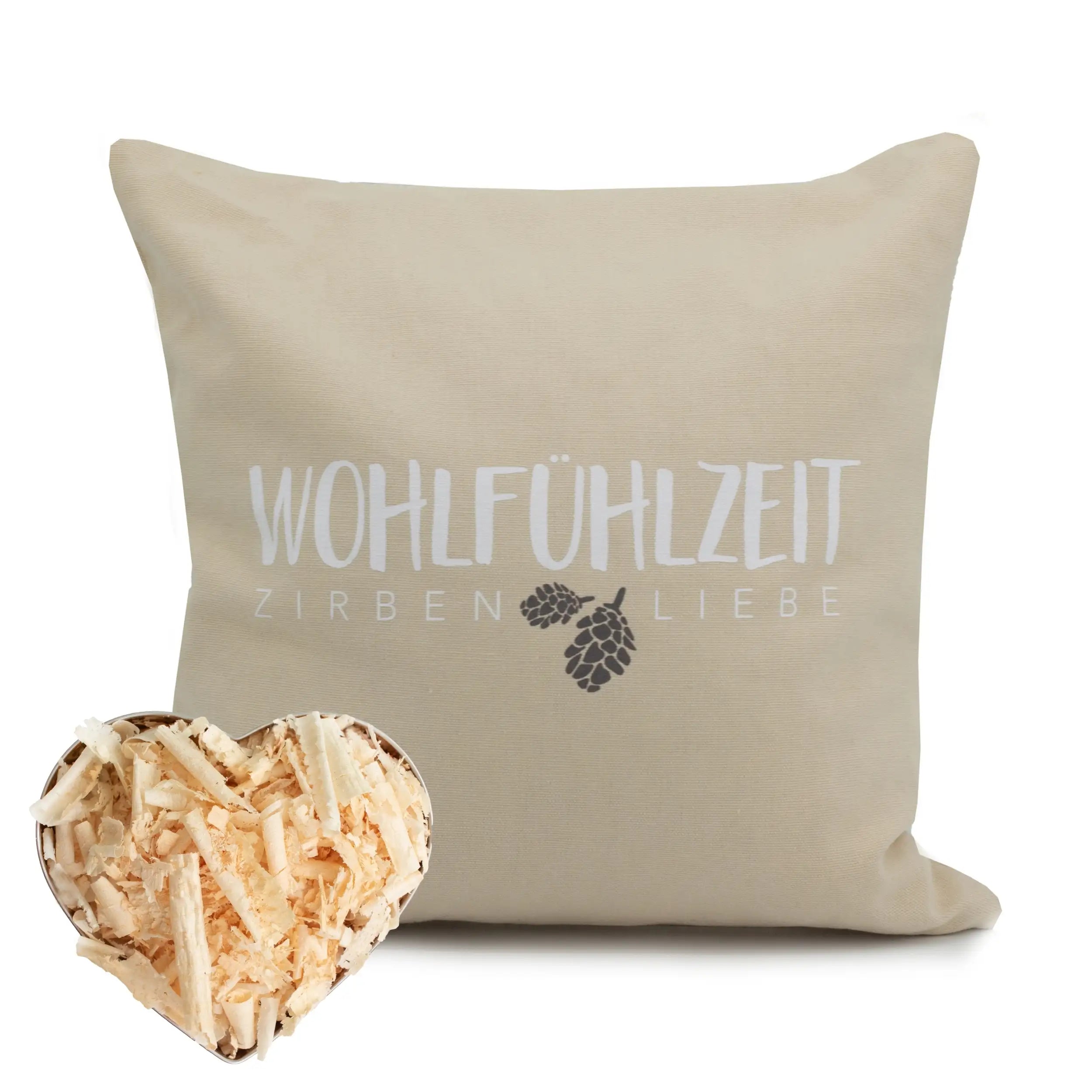 Natur| Zirbenkissen Wohlfühlzeit Zirbenliebe, 25x25cm